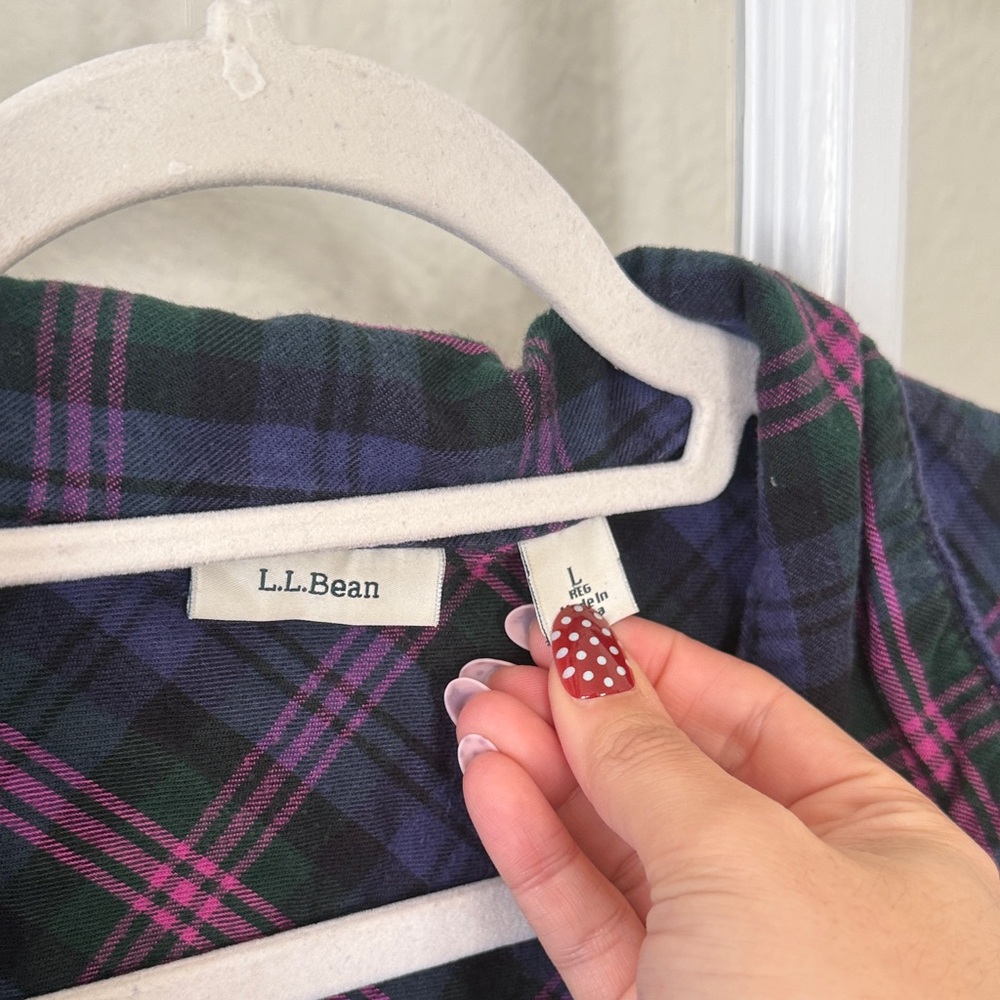 L.L.Bean Long Flannel Cotton Nightgown - Picture 4 of 8